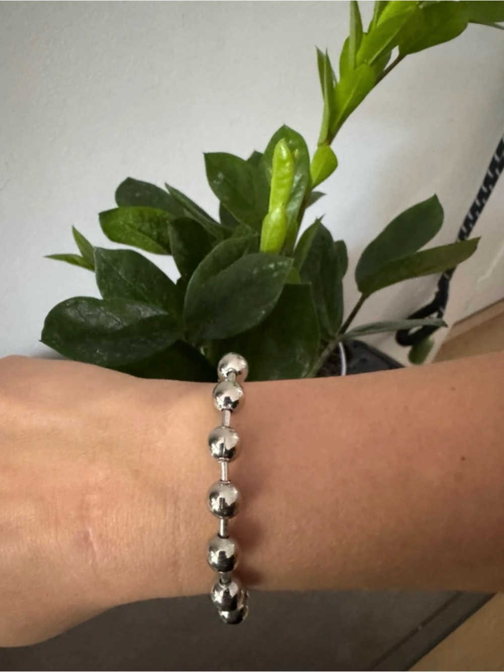 Silver Beaded Stretch Bracelet - Women Jewelry